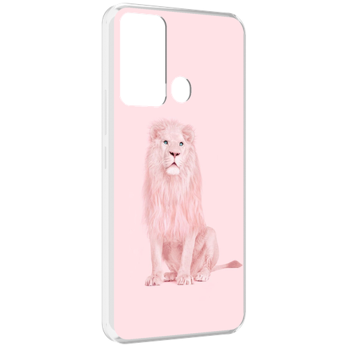 Чехол MyPads Розовый-лев для Infinix Hot 12i задняя-панель-накладка-бампер