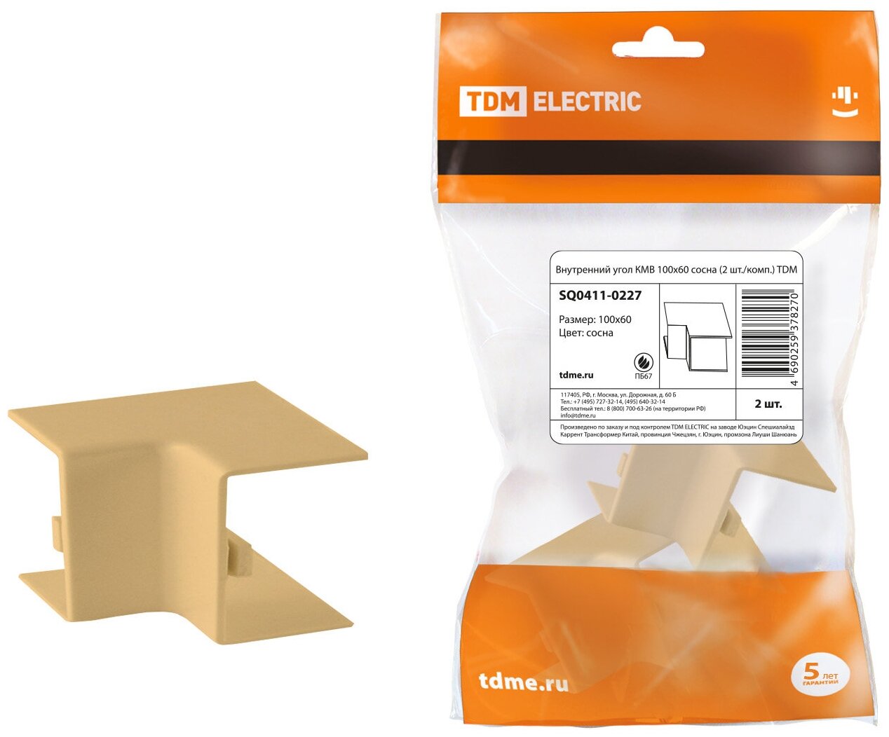 фото Внутренний угол КМВ 100х60 сосна (2 шт./комп.) TDM