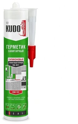 Герметик силиконовый, санитарный, KUDO, KSK-122, 280 мл, черный