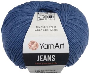 Нить вязальная YarnArt Jeans, 55 % хлопок, 45 % акрил, 50 г, 160 м, 17 синий