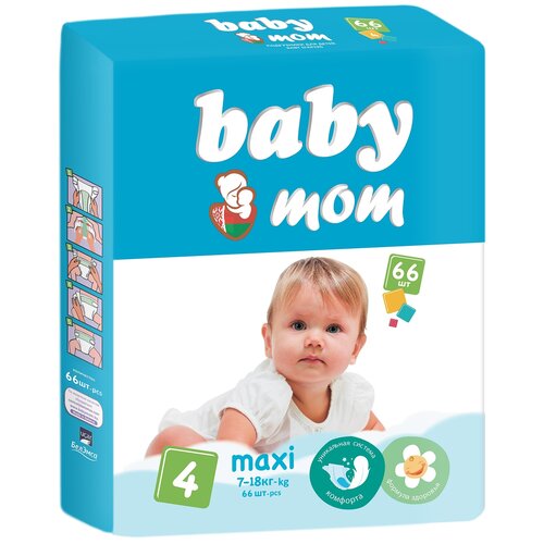 Подгузники для детей «Baby Mom» 4,(7-18), 66 шт