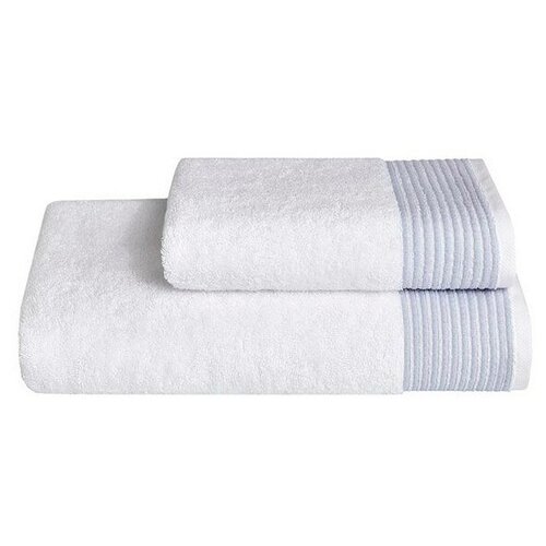 фото Махровое полотенце (1 шт) mollis soft (белый-голубой), полотенце 50x100 soft cotton