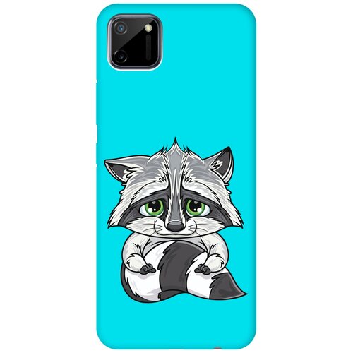 Матовый чехол Sad Raccoon для realme C11 / Рилми С11 с 3D эффектом бирюзовый матовый чехол lady unicorn для realme c11 рилми с11 с 3d эффектом бирюзовый