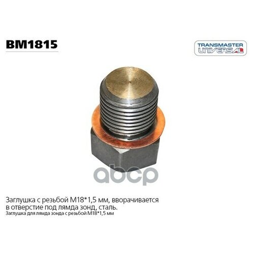 Заглушка лямбда-зонда universal m18x1,5mm transmaster universal bm1815, TRANSMASTER BM1815 (1 шт.)