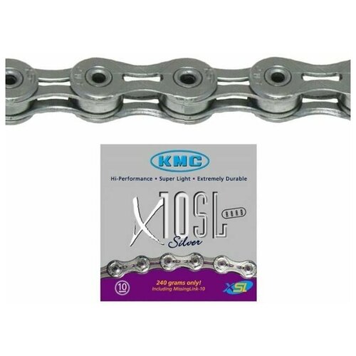 Цепь KMC X10SL 10SP 1/2X11/128X116Links silver цепь kmc x10sl 10sp 1 2x11 128x116links silver