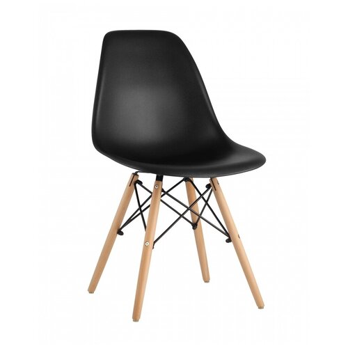 фото Стул stool group eames dsw черный пластиковый, сталь, натуральный массив бука, 4 шт.