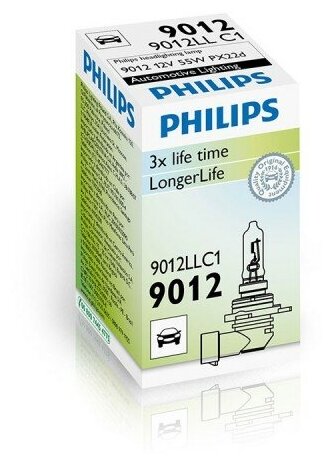 Лампа автомобильная галогенная Philips LongLife EcoVision 9012LLC1 HIR2 12V 55W PX22d 3100K 1 шт.