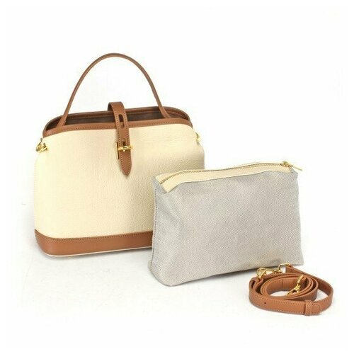 фото Сумка женская натуральная кожа gu 2066-6313, 2в 1 1отд, плечевой ремень, бежевый 244914 аделия