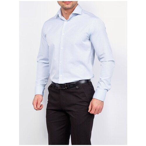 фото Рубашка мужская длинный рукав greg 121/199/1204/z, полуприталенный силуэт / regular fit, цвет голубой, рост 186-194, размер ворота 39