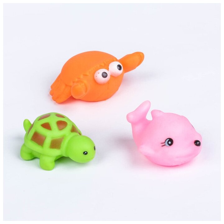 Набор резиновых игрушек для ванны «Морские животные», с пищалкой, 6 шт, виды микс, Крошка Я
