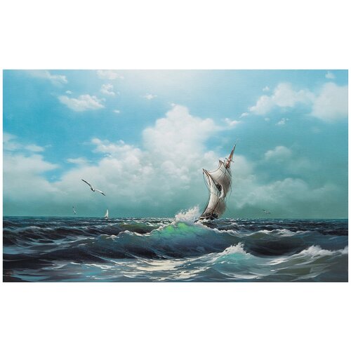 фото Картина маслом "парусник на волнах" чудецкий русская живопись