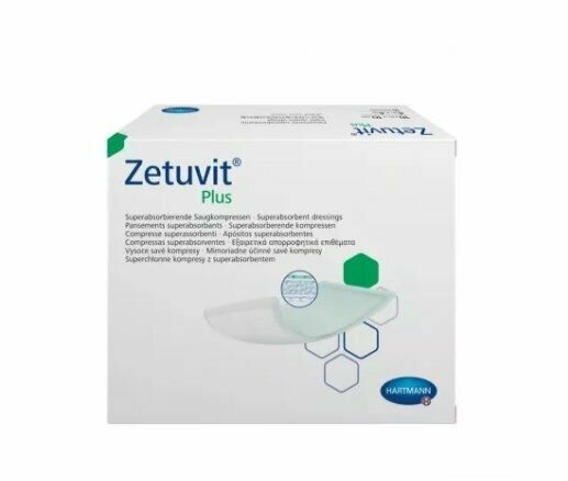 ZETUVIT plus повязки стерильные сорбционные 15х20см, 10 шт/уп