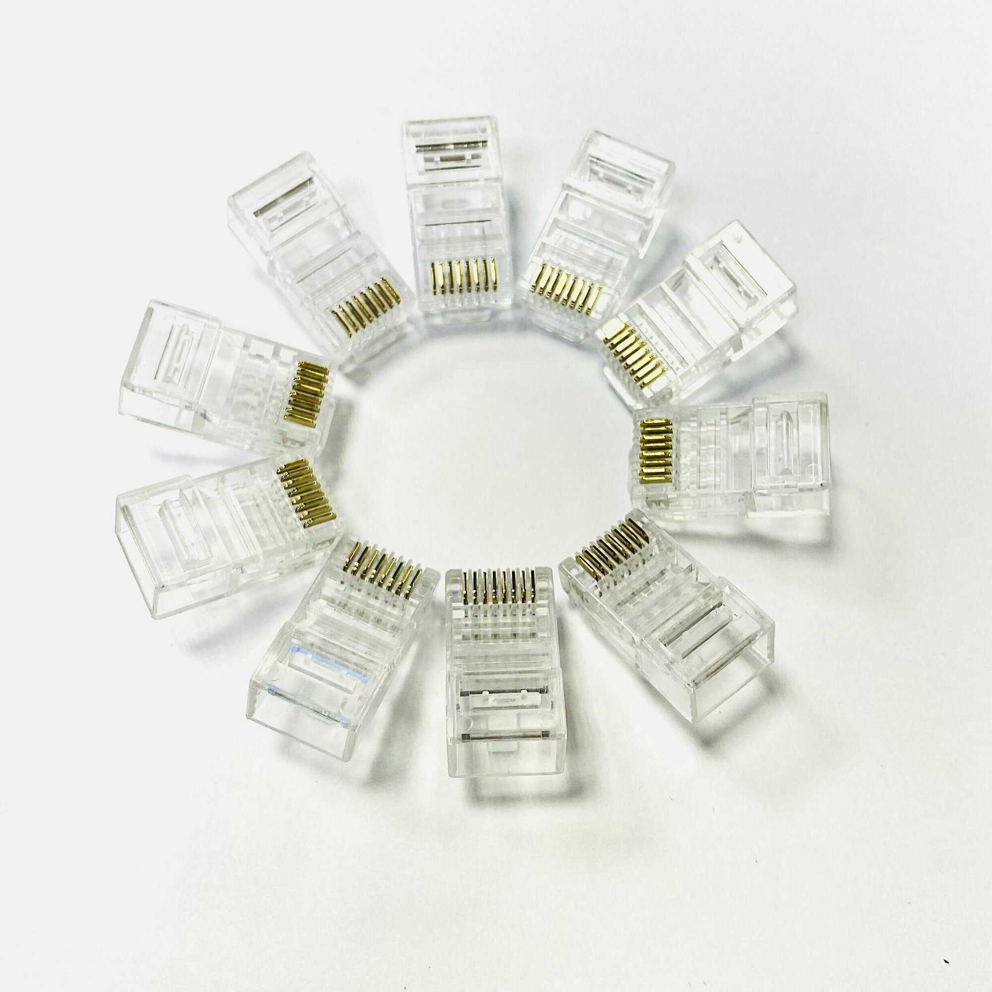 Джек (коннектор) под витую пару RJ-45 8P-8C категория 6 1000Mbps луженые контакты 10 штук
