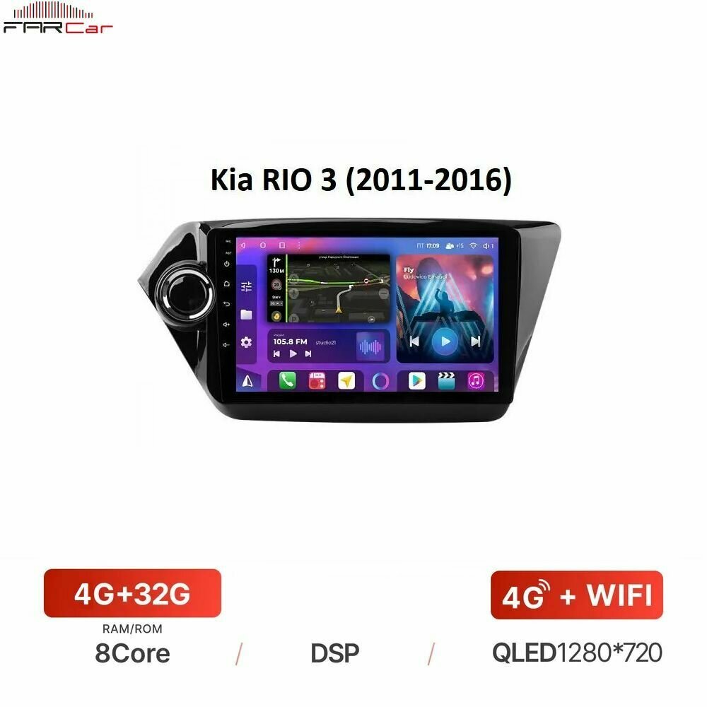 Автомагнитола FarCar для Kia RIO 3 (2011-2016) на Android 12