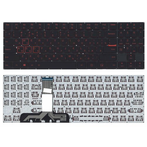 клавиатура для ноутбука lenovo y520 y520 15ikb черная кнопки красные без рамки Клавиатура для ноутбука Lenovo Legion Y520 Y520-15IKB черная без рамки