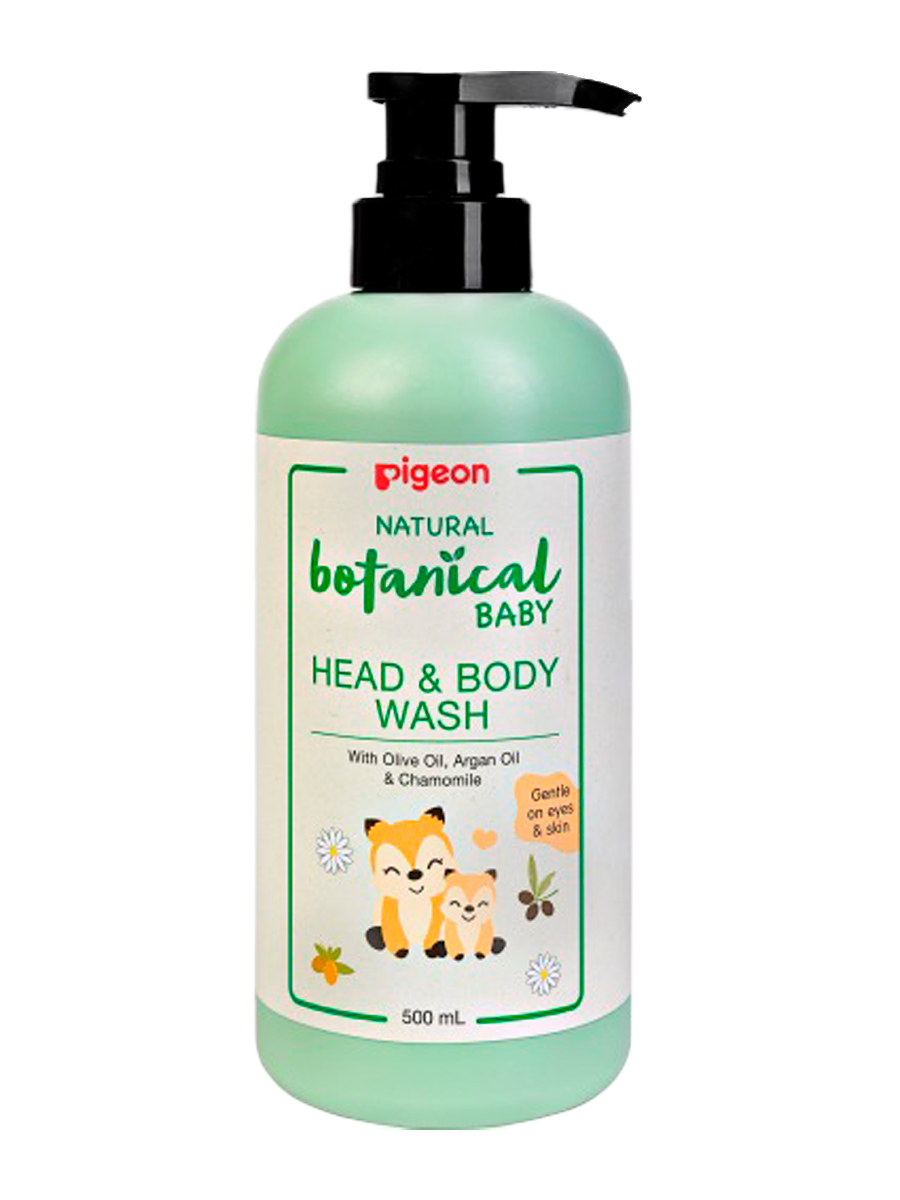 PIGEON Гель для купания и мытья головы и тела Natural Botanical Baby Head & Body Wash, 500 мл