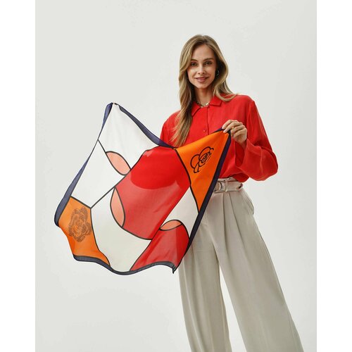 Платок , 70х70 см, красный, белый