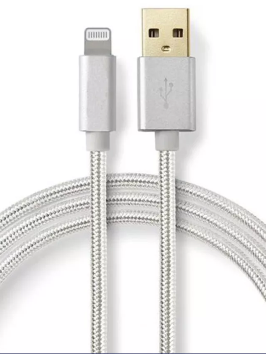 Зарядка для Айфона / Зарядка / Кабель Lightning iPad, Mini и Air, AirPods / USB провод iPhone / Зарядка на айфон / Кабель для айфона / 1 метр / Серебро