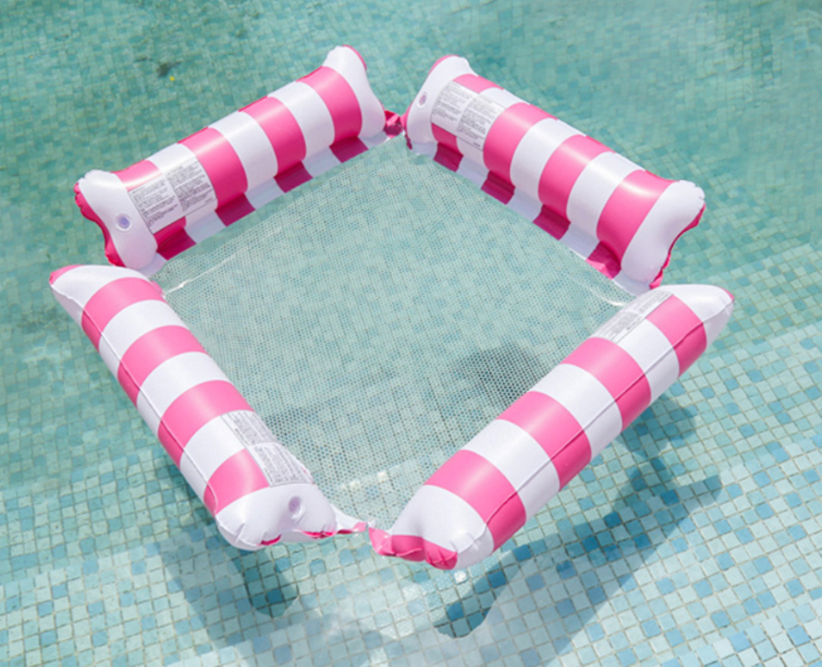 Матрас (гамак) надувной для плавания с сеткой, розовый 112*66 см