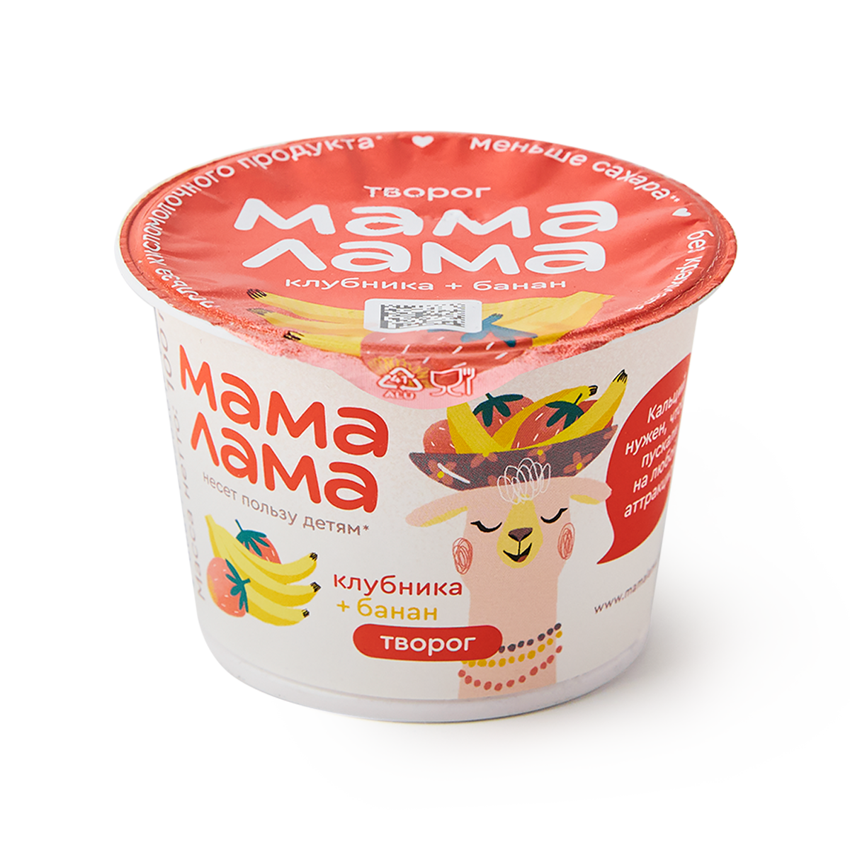 Творог Мама Лама "Клубника-Банан", для детского питания, 3,8%, 100г
