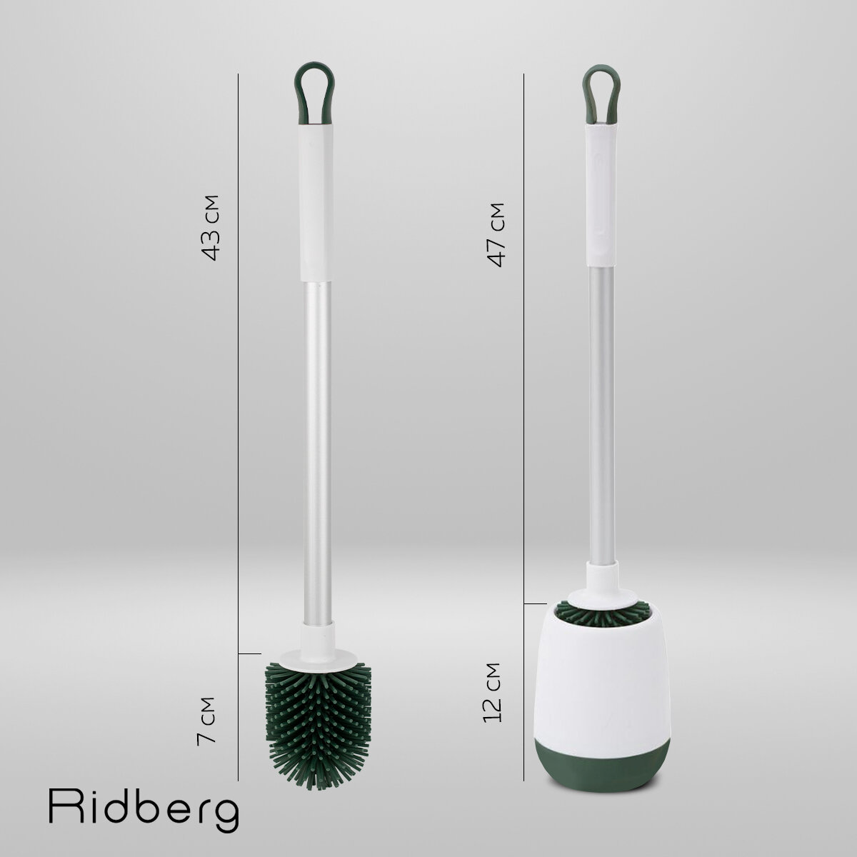 Ершик для унитаза силиконовый Ridberg Toilet Brush YYTB-003 (White/Green)