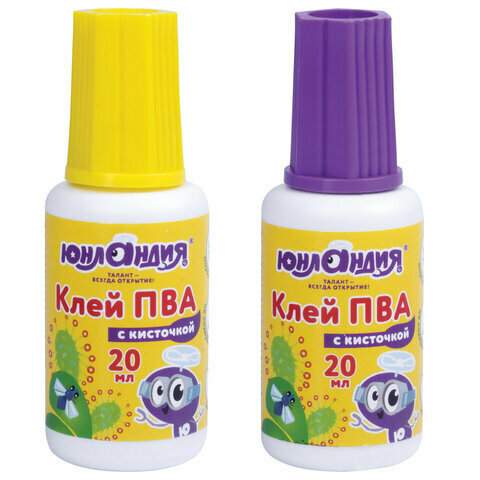 Клей ПВА с кисточкой, 20 г, юнландия, 228420