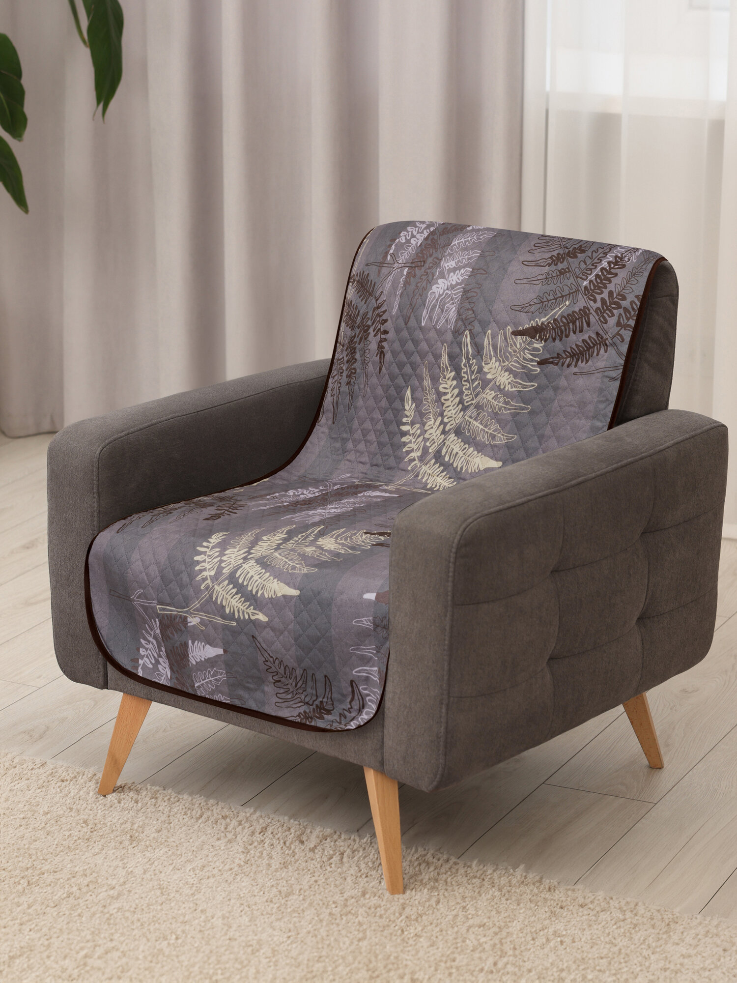 Покрывало накидка на кресло, Вселенная текстиля Полисатин № 4150, Ультрастеп 90х160 см