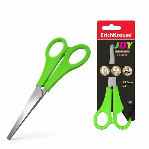 Ножницы детские 135 см ErichKrause Joy с закруглёнными концами лезвий и линейкой 532₽