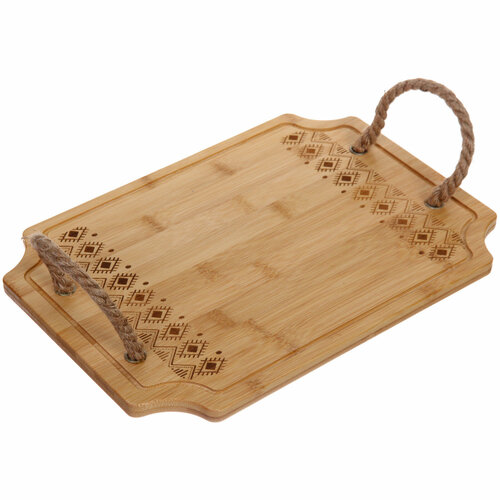 Доска бамбуковая для подачи и сервировки SHEF узор с ручками 3323см 699₽