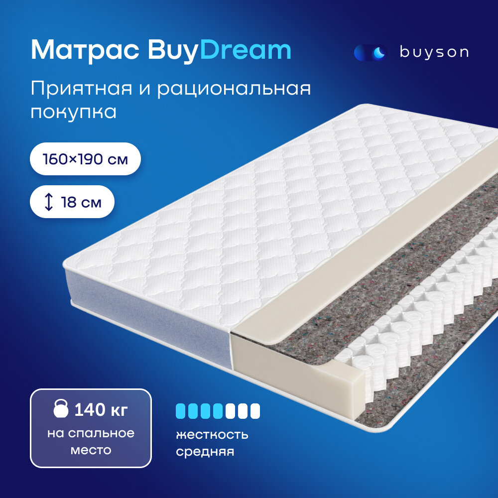 Матрас buyson BuyDream, независимые пружины, 160х190 см