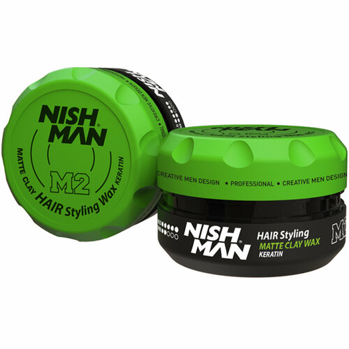 фото Глина для волос nishman matte clay hair styling wax keratin m2 аромат: зеленое яблоко, 30 мл