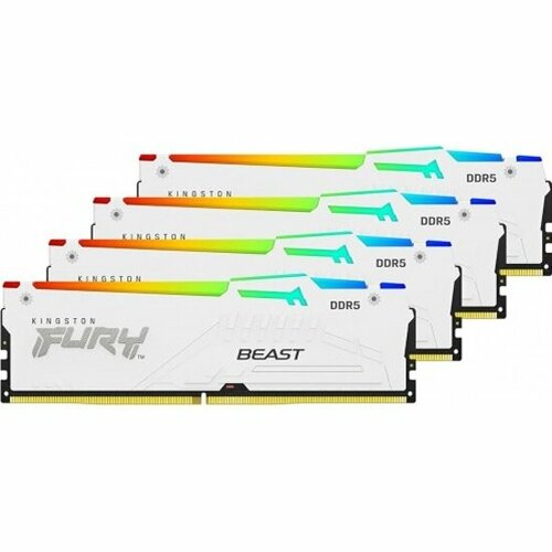 Оперативная память Kingston FURY Beast 128Gb 4x32Gb DDR5-5200 DIMM White RGB KF552C40BWAK4-128 67780₽