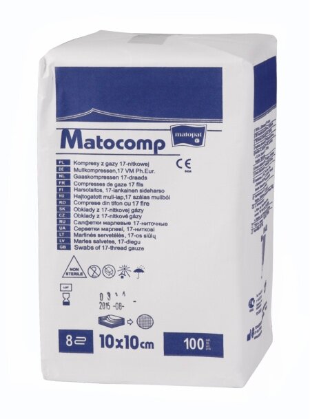 Салфетки нестерильные Matopat Matocomp Blister 10 x 10 см, 8-сл, 100 шт.