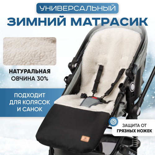 Матрасик для коляски, двусторонний, мех + флис