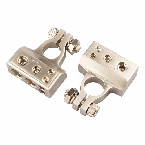 Клемма АКБ WB53 хром (для акустики, под зажим провода 4 болтами М10-1шт, М8-1шт, М6-2шт.) 2шт. (WB)