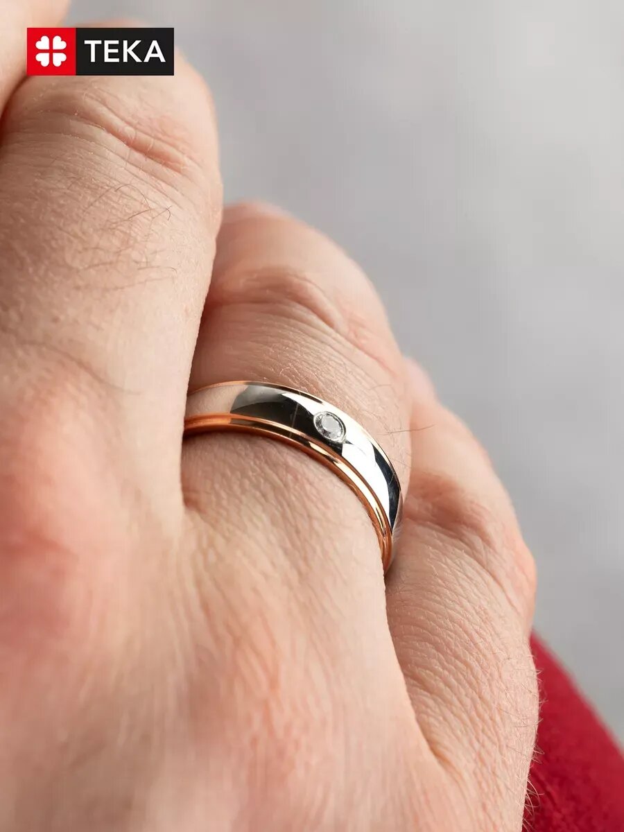 Кольцо TEKA, фианит, размер 22, золото — фото 1