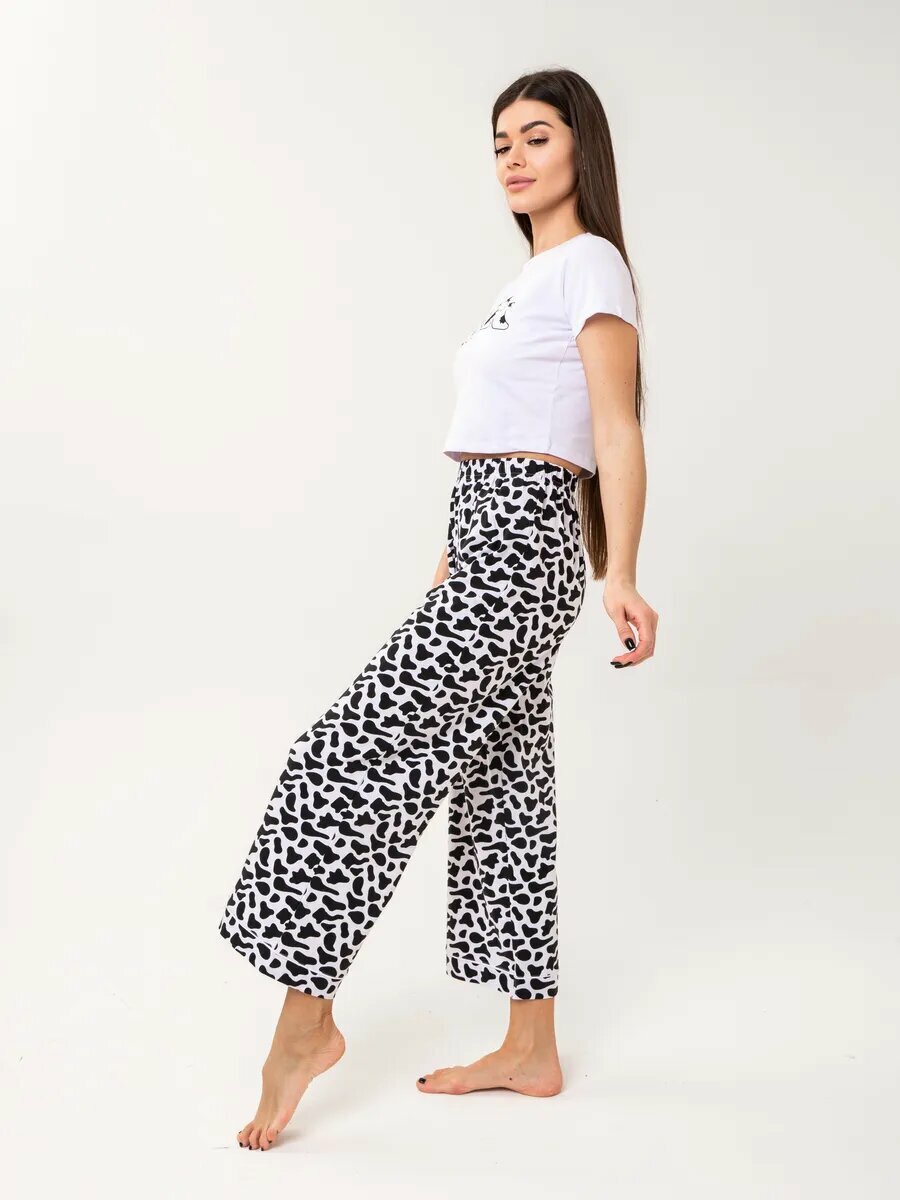 Пижама  базовая, размер L, черный, белый — фото 1