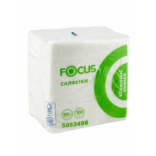 Салфетка бумажная 1-сл 24х24 см 100 шт БЕЛАЯ ЦЕЛЛЮЛОЗА FOCUS 282₽