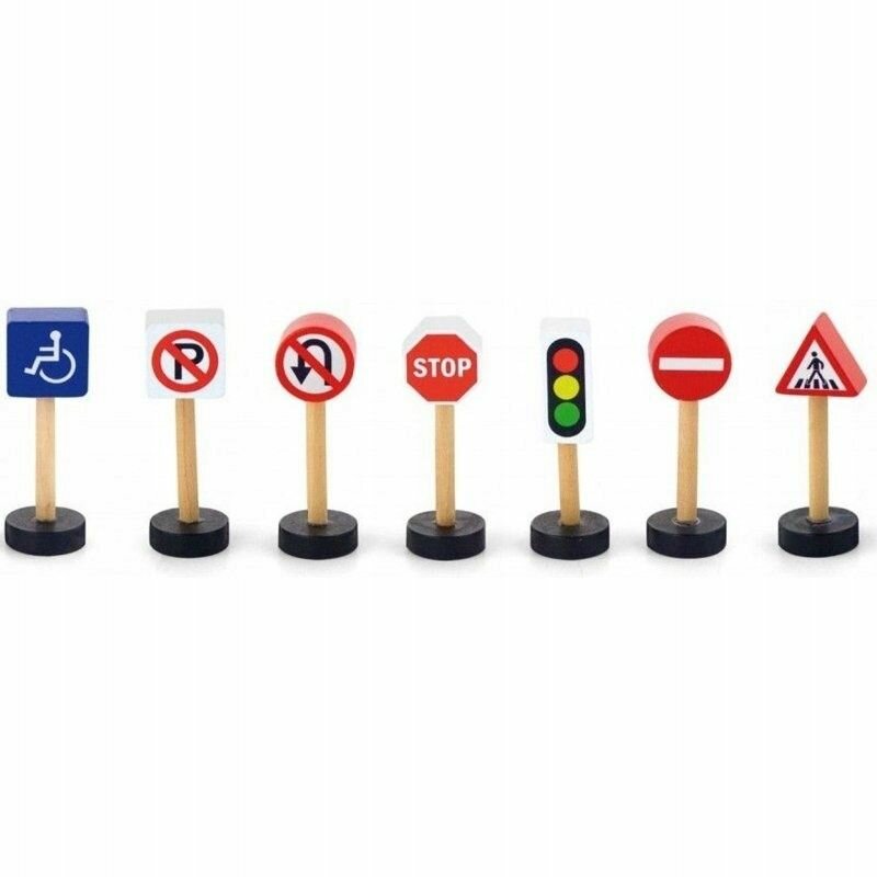 Развивающие фигурки VIGA "Дорожные знаки", дерево, в коробке, 7 шт