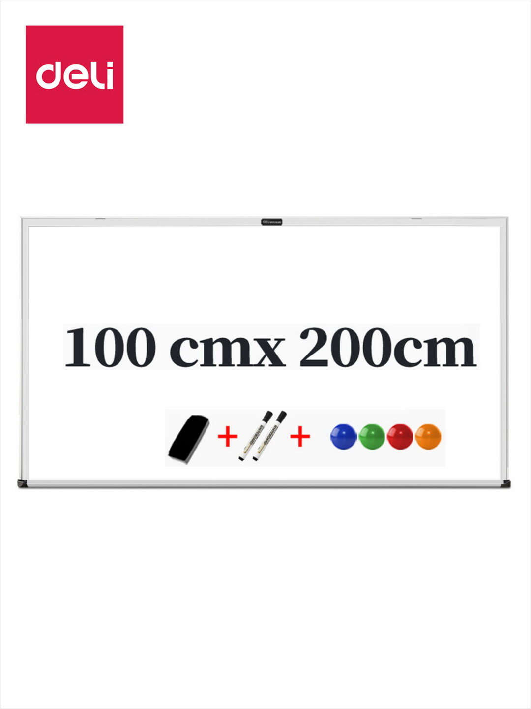 Доска белая 100х200 см, магнитно-маркерная, лаковая, 7820 Deli