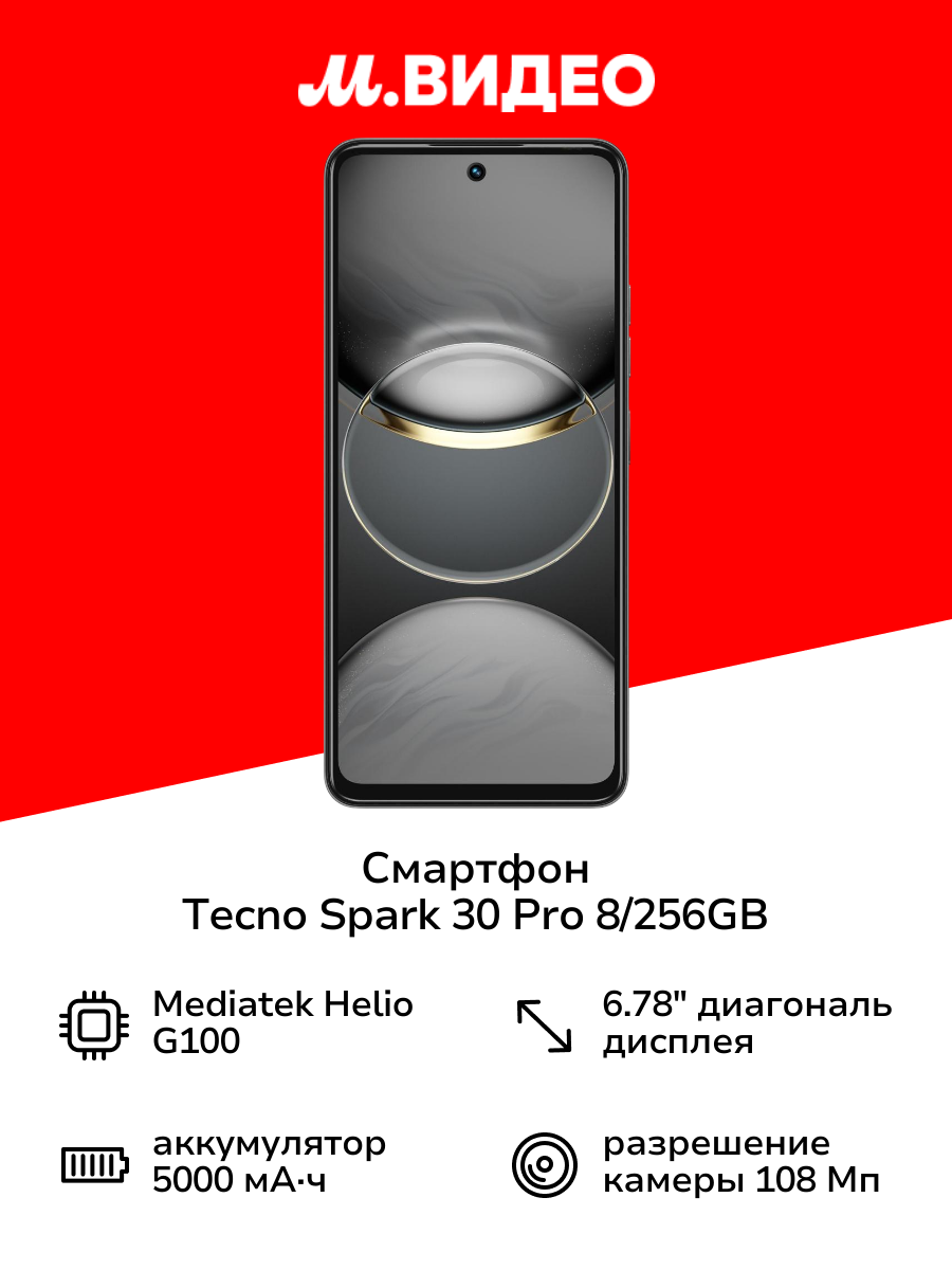 Смартфон Tecno Spark 30 Pro 8/256GB Obsidian Edge