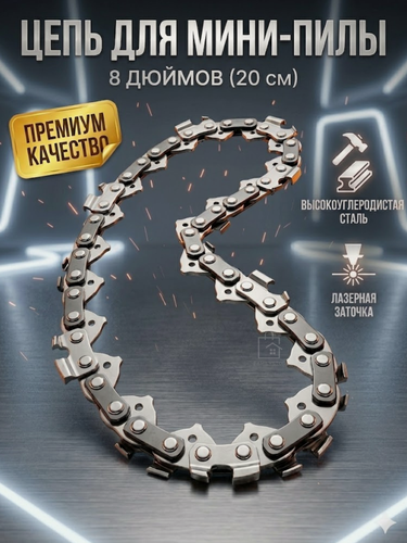 Изображение товара Цепь для аккумуляторной цепной пилы 8 дюймов Хищник шаг 1/4, 43 звена
