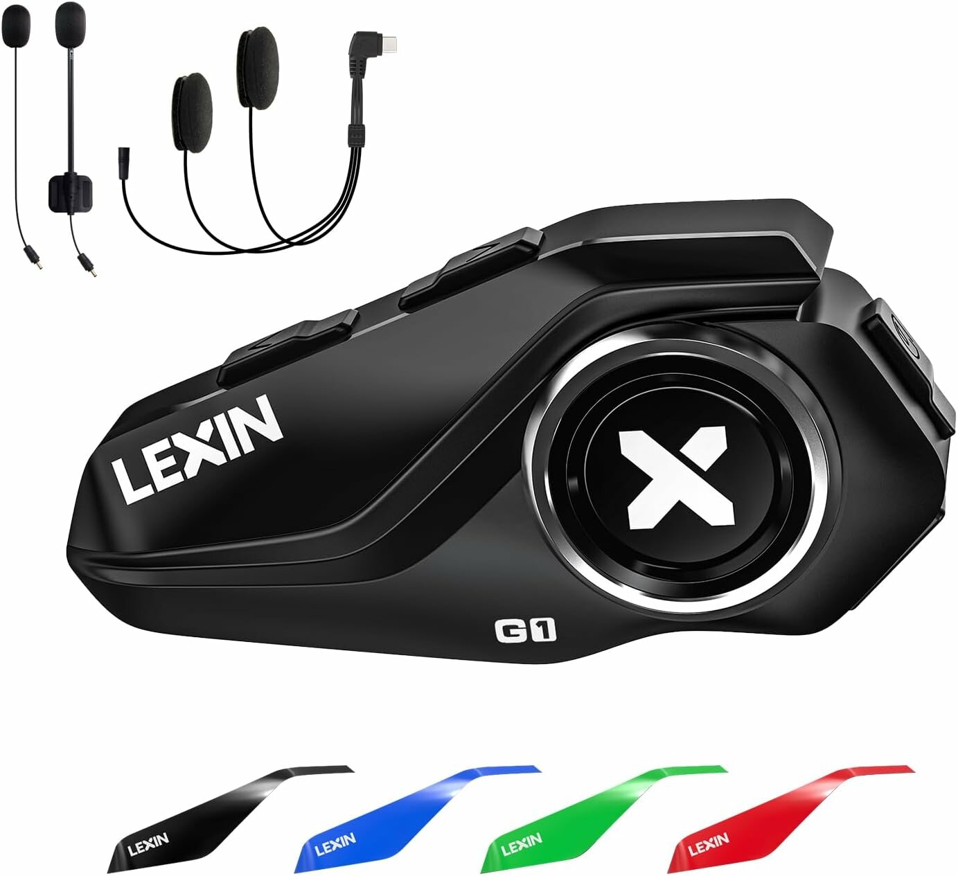 Мотоциклетная Bluetooth-гарнитура LEXIN G1, динамик для шлема, с двумя микрофонами, поддержка громкой связи/музыки/GPS-навигации, водонепроницаемость IP67.
