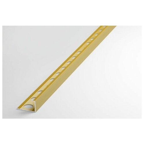 Профиль L-образный алюминиевый для плитки до 12 мм, лука ПК 01-12.2700.02л, длина 2,7м, 02л - Анод золото матовое