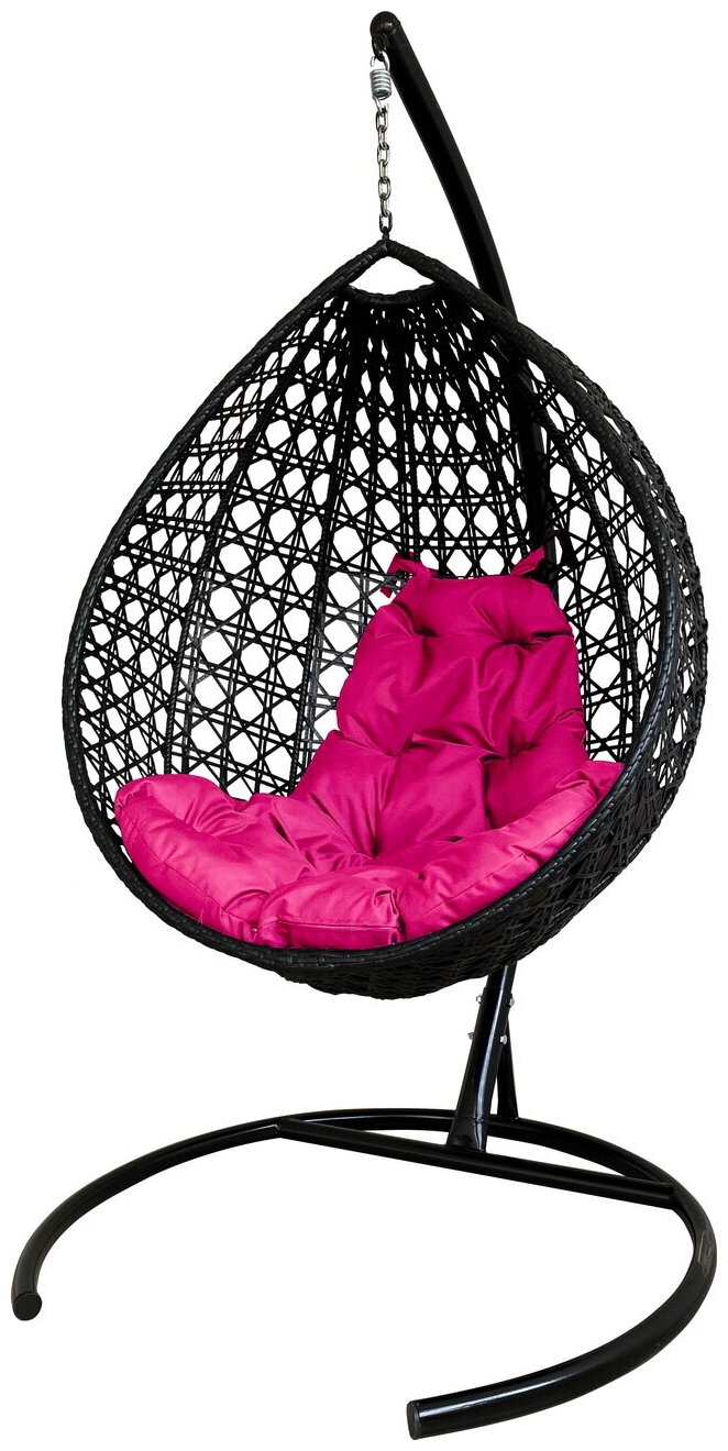 Подвесное кресло m-group капля Люкс чёрное, розовая подушка - фотография № 1