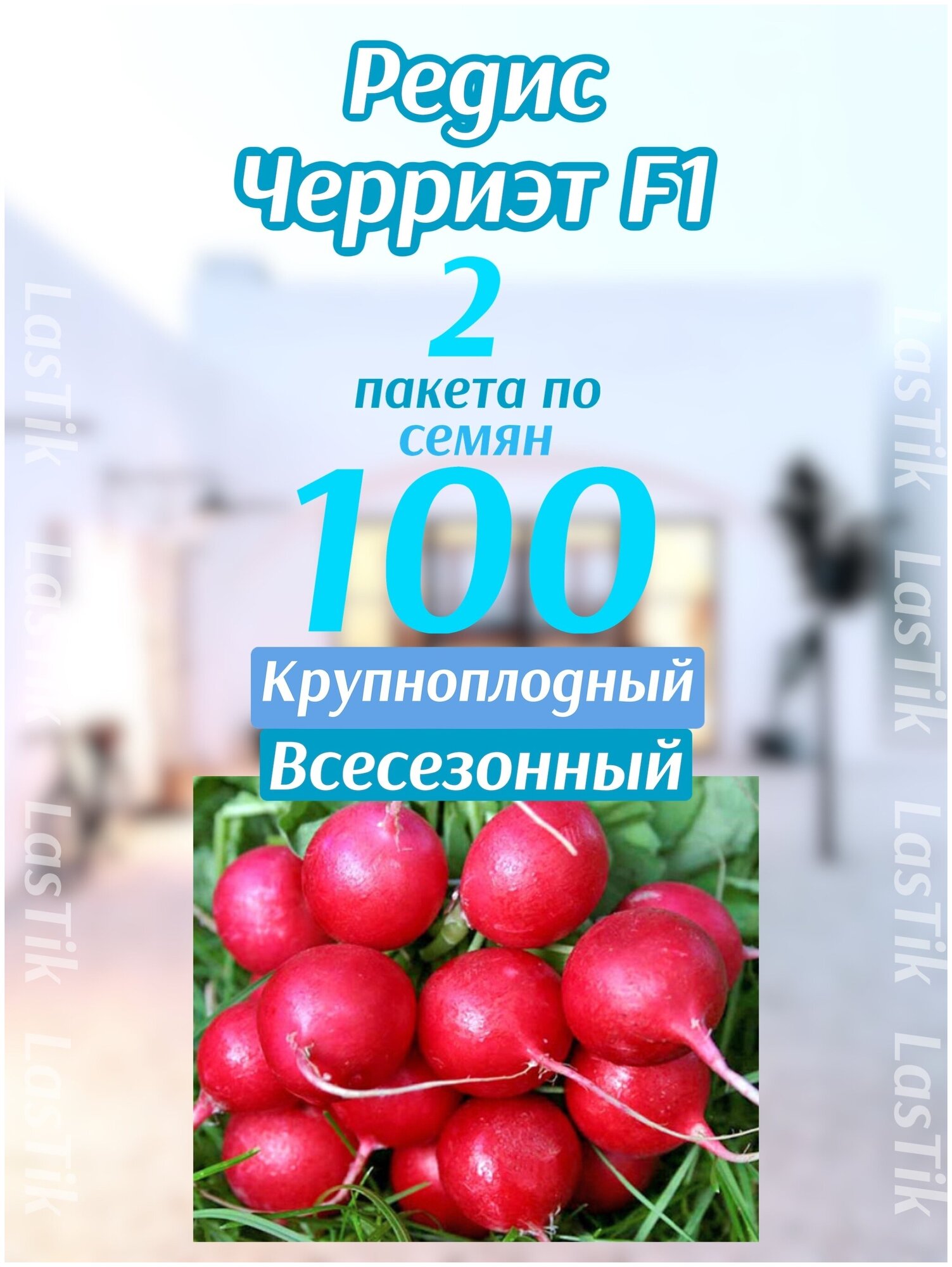 Редис Черриэт F1/всесезонный 2 пакета по 100шт семян