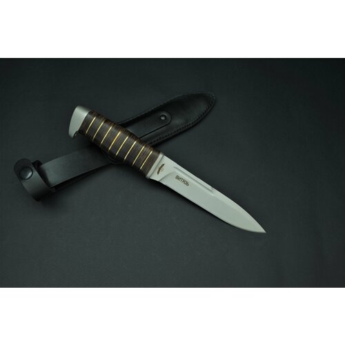 фото Нож витязь 170 мм мелита-к, рукоять кожа/латунь, покрытие антиблик (туристический)