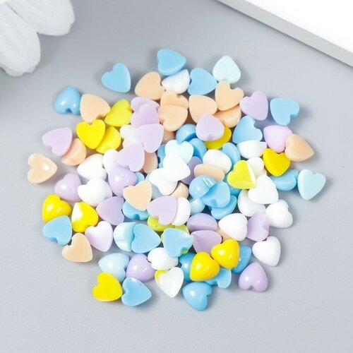 Декор для творчества пластик Разноцветные сердечки набор 100 шт 0,6х0,6 см, 2 штуки