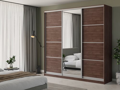 Изображение товара Шкаф купе Матэрна для одежды Шамони темный + зеркало 250 х 45 х 240 см