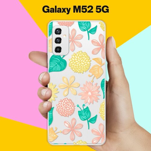 Силиконовый чехол на Samsung Galaxy M52 5G Узор из цветов / для Самсунг Галакси М52